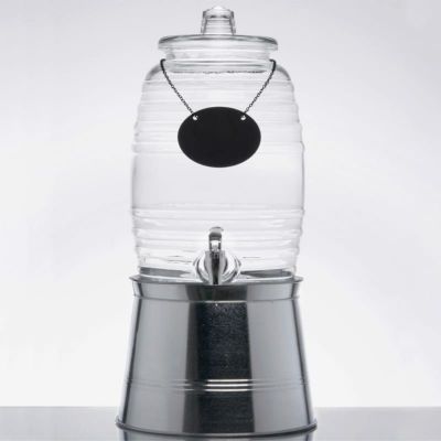 Acopa 1.75 Gallon Glass Beverage Dispenser with Chalkboard Sign and Metal  Stand