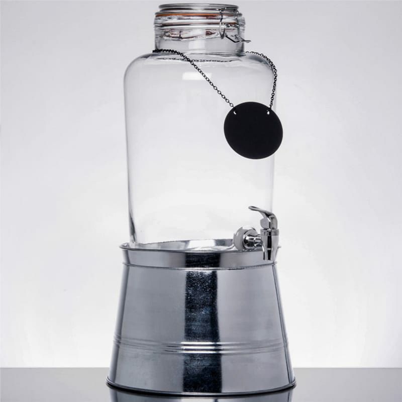 ガラスドリンクディスペンサー7.5Lボトルタグメタルスタンド付Core2GallonCountryGlassBeverageDispenserwithChalkboardSignandMetalStand553210025SKT