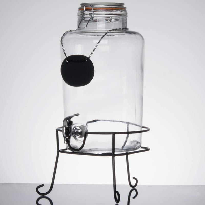 ガラスドリンクディスペンサー7.5Lボトルタグワイヤースタンド付Core2GallonCountryGlassBeverageDispenserwithChalkboardSignandBlackStand553210025BKT