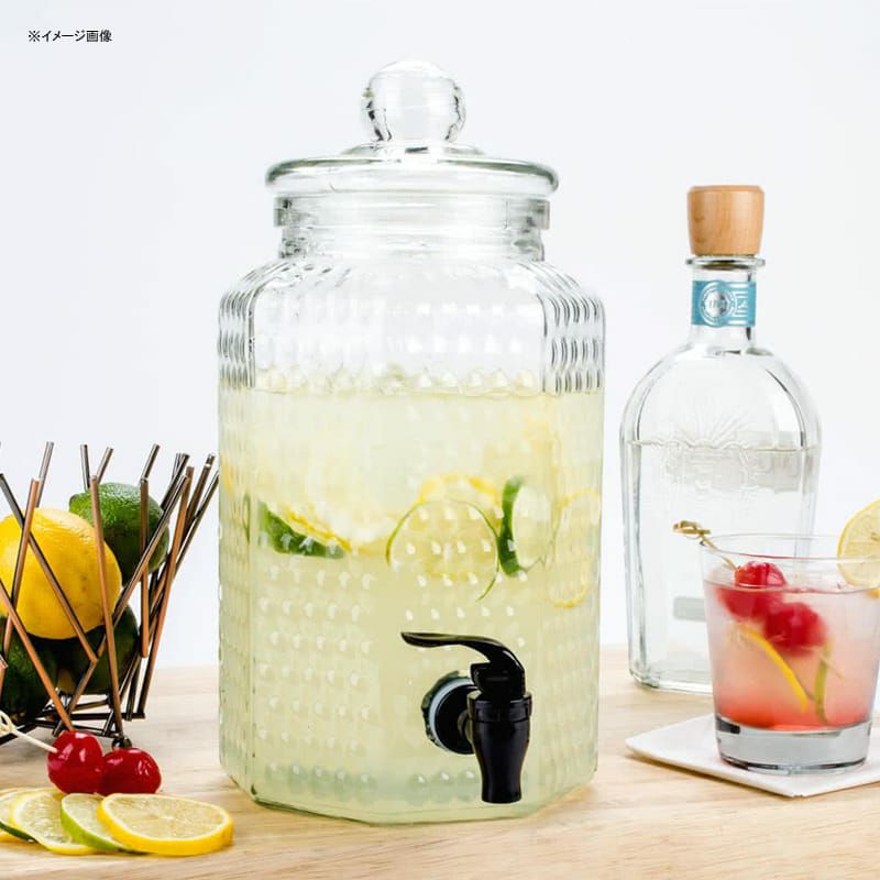 模様入ガラスドリンクディスペンサー3.8LCore1GallonGlassBeverageDispenser553100049