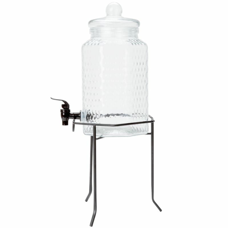 模様入ガラスドリンクディスペンサー3.8Lワイヤースタンド付Core1GallonGlassBeverageDispenserwithMetalStand553100049KIT