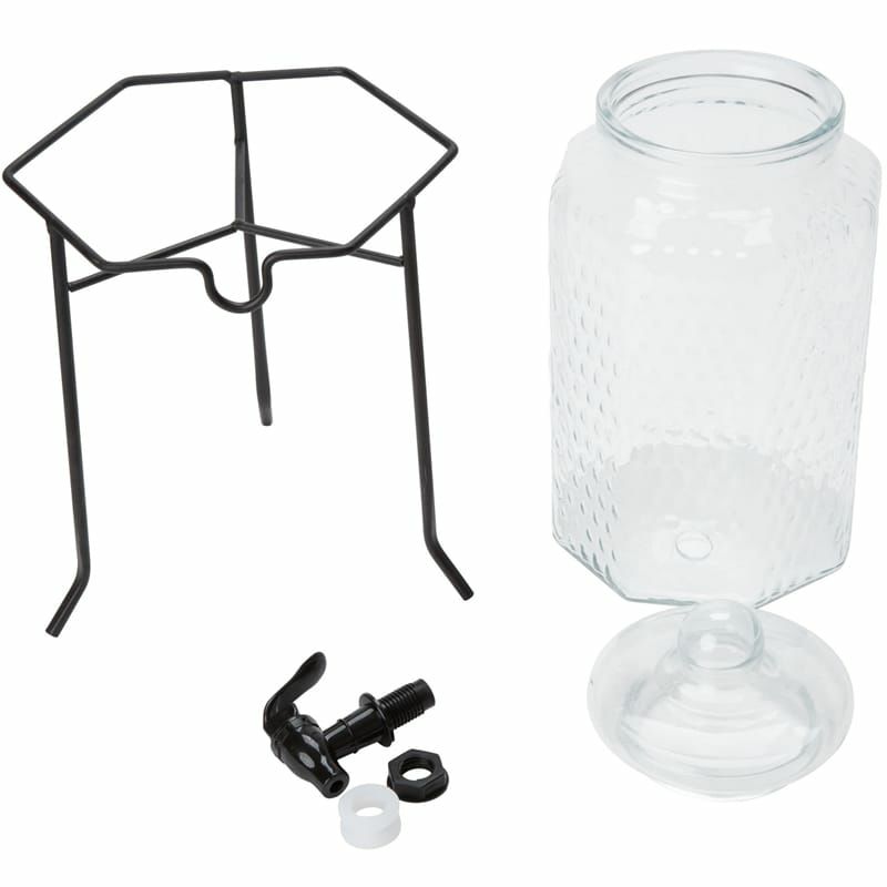 模様入ガラスドリンクディスペンサー3.8Lワイヤースタンド付Core1GallonGlassBeverageDispenserwithMetalStand553100049KIT