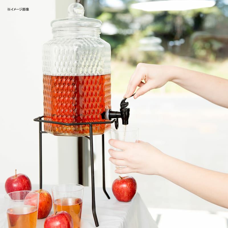 模様入ガラスドリンクディスペンサー3.8Lワイヤースタンド付Core1GallonGlassBeverageDispenserwithMetalStand553100049KIT