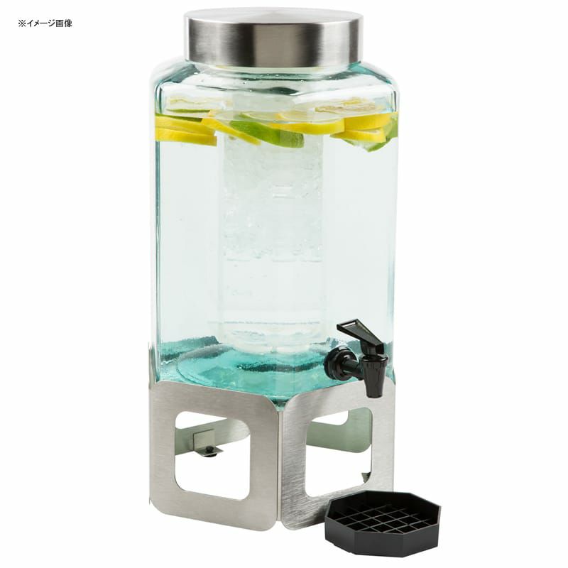 ガラスドリンクディスペンサー7.5Lアイスチャンバーメタルスタンド付Cal-Mil1111-552GallonStainlessSteelCutoutBeverageDispenserwithIceChamber211111155