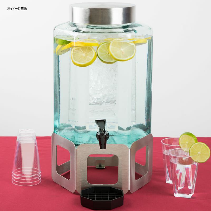 ガラスドリンクディスペンサー7.5Lアイスチャンバーメタルスタンド付Cal-Mil1111-552GallonStainlessSteelCutoutBeverageDispenserwithIceChamber211111155