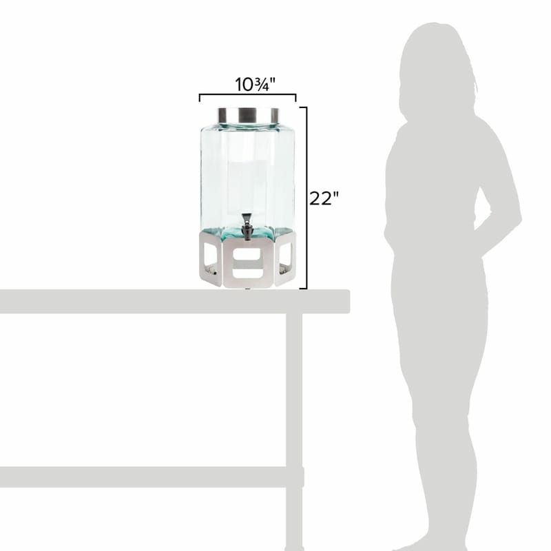 ガラスドリンクディスペンサー7.5Lアイスチャンバーメタルスタンド付Cal-Mil1111-552GallonStainlessSteelCutoutBeverageDispenserwithIceChamber211111155