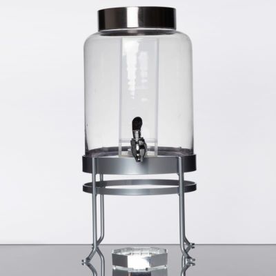 ドリンクサーバー ガラスドリンクディスペンサー 7.5L インフューザー メタルスタンド付 レストラン カフェ ホテル Cal-Mil 1580-2INF-74 2 Gallon Silver Soho Glass Beverage Dispenser with Infusion Chamber 211