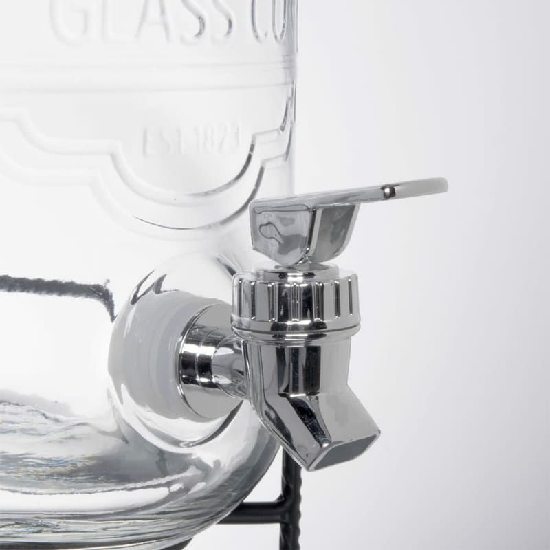 ジャー型ロゴ入ガラスドリンクディスペンサー7.5Lワイヤースタンド付2GallonStyleSetterMainStreetEmbossedGlassBeverageDispenserwithMetalStand494210260GBR