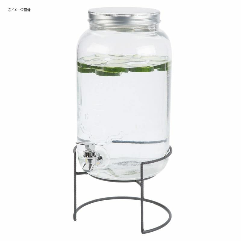 ジャー型ロゴ入ガラスドリンクディスペンサー7.5Lワイヤースタンド付2GallonStyleSetterMainStreetEmbossedGlassBeverageDispenserwithMetalStand494210260GBR