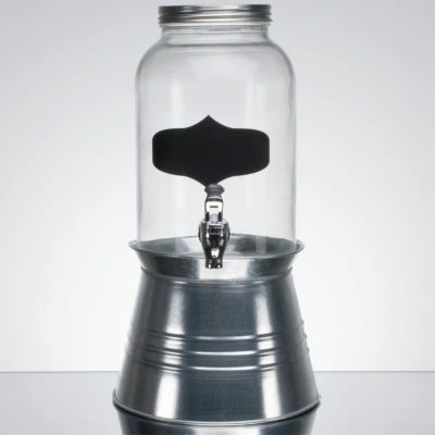 ドリンクサーバー ジャー型 ガラスドリンクディスペンサー 3.8L メタルスタンド付 レストラン カフェ ホテル<br> 1 Gallon Style Setter Bristol Glass Beverage Dispenser with Metal Stand 494210165GB