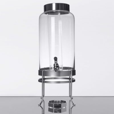 ドリンクサーバー ガラスドリンクディスペンサー 11L インフューザー ワイヤースタンド付ガラスドリンクディスペンサー レストラン カフェ ホテル Cal-Mil 1580-3INF-74 3 Gallon Silver Soho Glass Beverage Dispen