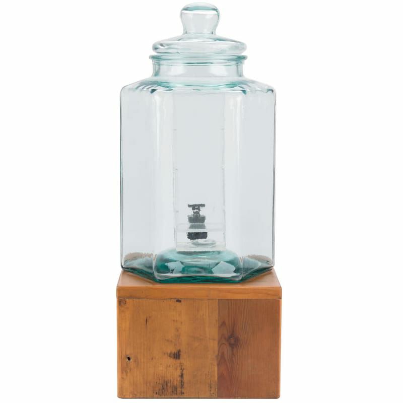 ガラスドリンクディスペンサー7.5Lインフューザー木製スタンド付Cal-Mil3422-2INF2GallonVintageGlassBeverageDispenserwithWoodenBaseandInfusionChamber21134222INF