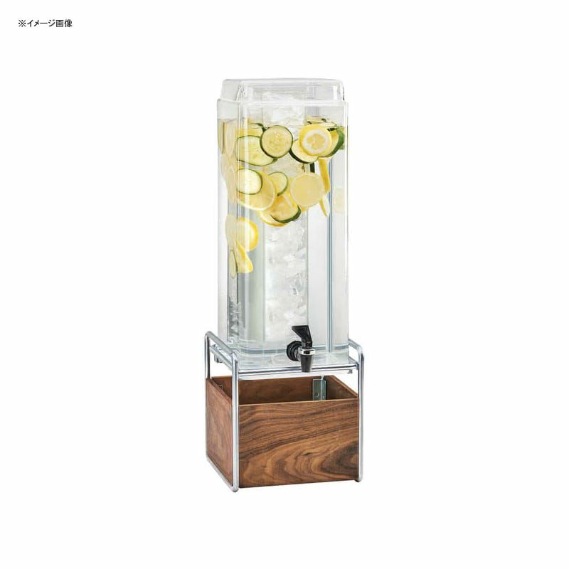 スクエア型ガラスドリンクディスペンサー11Lインフューザー木製スタンド付Cal-Mil3703-3INF-49Mid-Century3GallonSquareBeverageDispenserwithWalnutandChromeBaseandInfusionChamber2113INF49