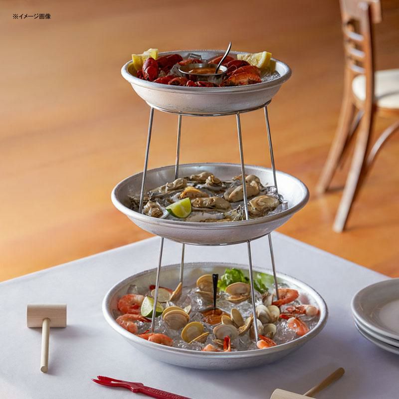 ディスプレイスタンドミニ3段直径35cmアルミシーフードタワーサービングトレイレストランバイキングビュッフェChoice3-TierSeafoodTowerSetwithMiniAluminumTraysandStand1763TIERMKIT