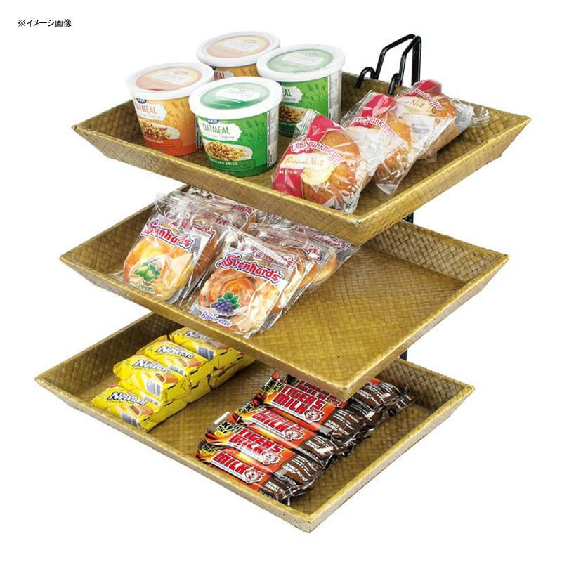 ディスプレイスタンド角型3段幅48cmバンブートレイカフェレストランバイキングビュッフェCal-Mil1290-3IronThreeTierWireMerchandiserwithBambooTrays21112903