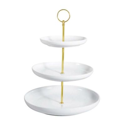 ディスプレイスタンド 丸型 3段 直径25cm 陶器 サービングトレイ カフェ レストラン バイキング ビュッフェ CAC PTE-C3 Bright White Catering Collection Coupe 3-Tier Porcelain Tray Display Stand 303PTEC3