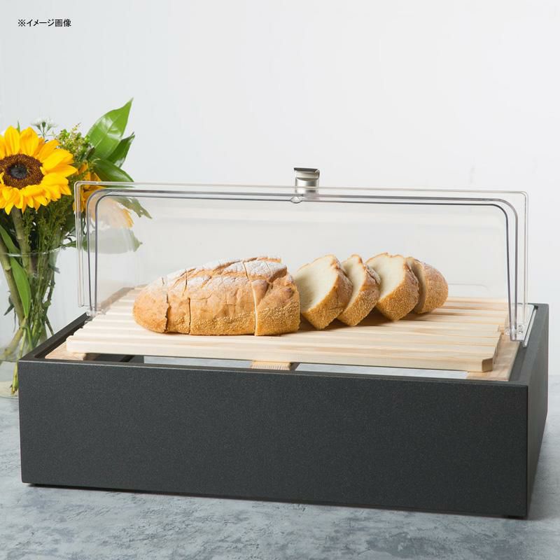 ディスプレイスタンド木製ウッドブレッドボードアクリルフタ付ケースカフェレストランバイキングビュッフェVollrathCubicBlackBreadDisplayTraywithClearLidandPlankedWoodCuttingBoard922CBSLATCVR