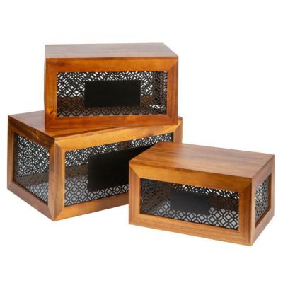 ディスプレイボックス 3サイズセット 黒板付 ライザー 木箱 アカシア カフェ 雑貨 Tablecraft HFCSET3 Farmhouse 3-Piece Acacia Wood Riser Set 808HFCSET3