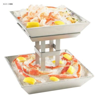 ディスプレイスタンド 丸型 2段 アルミ ライザー カフェ レストラン バイキング ビュッフェ Cal-Mil 1563-2 Mission Two-Tiered Aluminum Ice Display 21115632