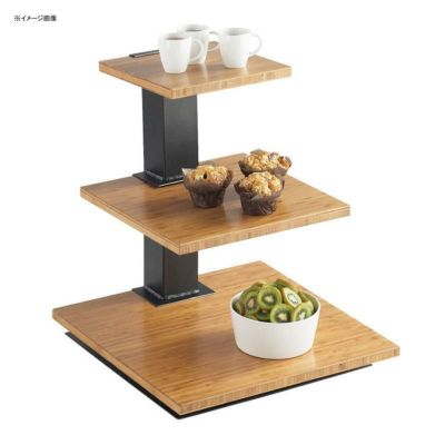 ディスプレイスタンド 角型 3段 ブラック メタル バンブープレート 竹 ライザー カフェ レストラン バイキング ビュッフェ Cal-Mil 1930-60 Elevation 3 Tier Black Riser Frame with Bamboo Shelves 211193060
