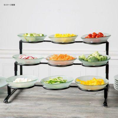 ディスプレイスタンド 3段 メタル ガラス皿12個付 ブラック カフェ レストラン バイキング ビュッフェ World Tableware BF-26 21 1/2