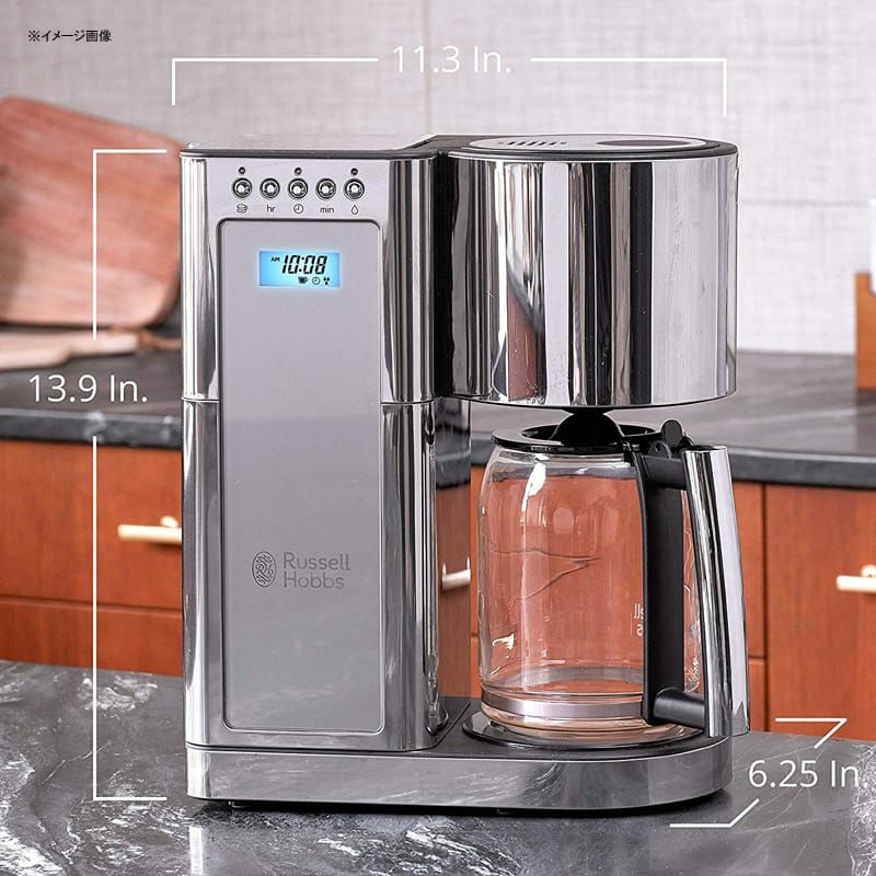 コーヒーメーカーラッセルホブスステンレスガラスカラフェ8カップRussellHobbsGlassSeries8-CupCoffeemaker,Silver&StainlessSteel,CM8100GYR家電