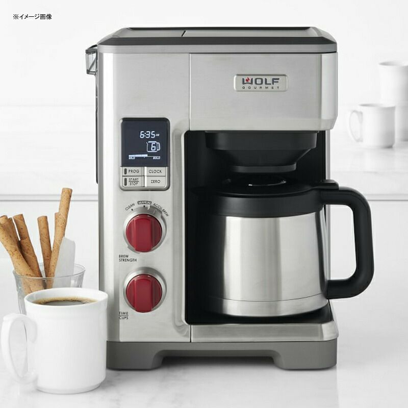 コーヒーメーカー豆計量機能付プログラムタイマー10カップステンレスカラフェWolfGourmetProgrammableCoffeeSystemWGCM100S家電