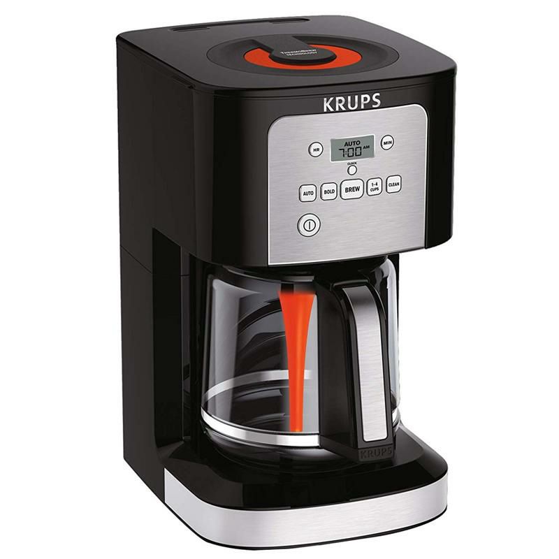 コーヒーメーカー12カップガラスケトルタイマー付クラップスブラックKRUPSEC321CoffeeMachine,12-CupProgrammableCoffeeMaker,ProfessionalPermanentGold-Tone,ThermobrewTechnology,Black家電