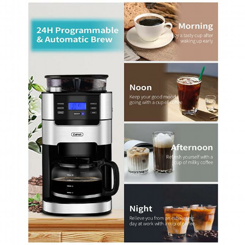 コーヒーメーカー豆挽き付5カップガラスカラフェミルグラインダーGrindandBrewCoffeeMakerwithBuilt-InBurrCoffeeGrinder,DripCoffeeMachine,5-Cups,Black家電