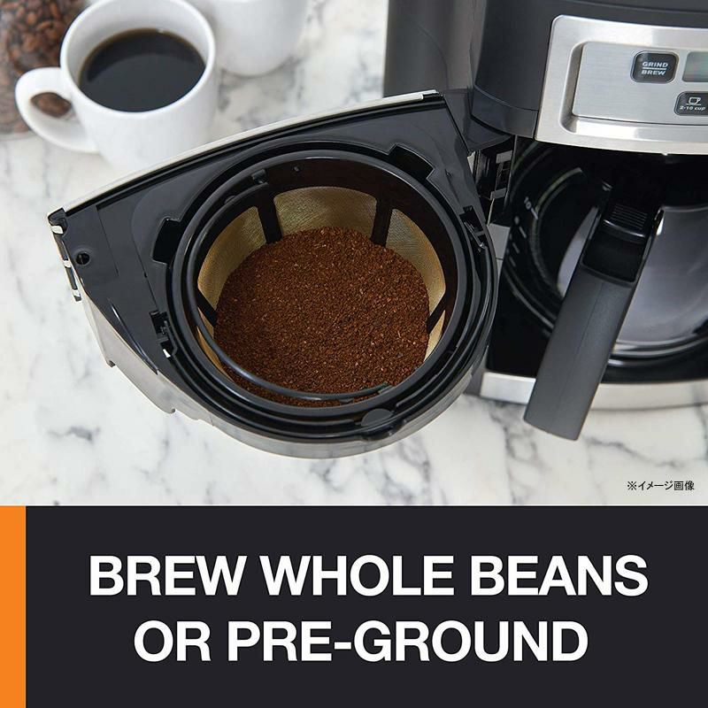 コーヒーメーカー豆挽き付10カップガラスカラフェタイマー機能クラップスKRUPSGrindandBrewAuto-startCoffeeMakerwithBuiltinBurrCoffeeGrinder,10Cups,Black家電