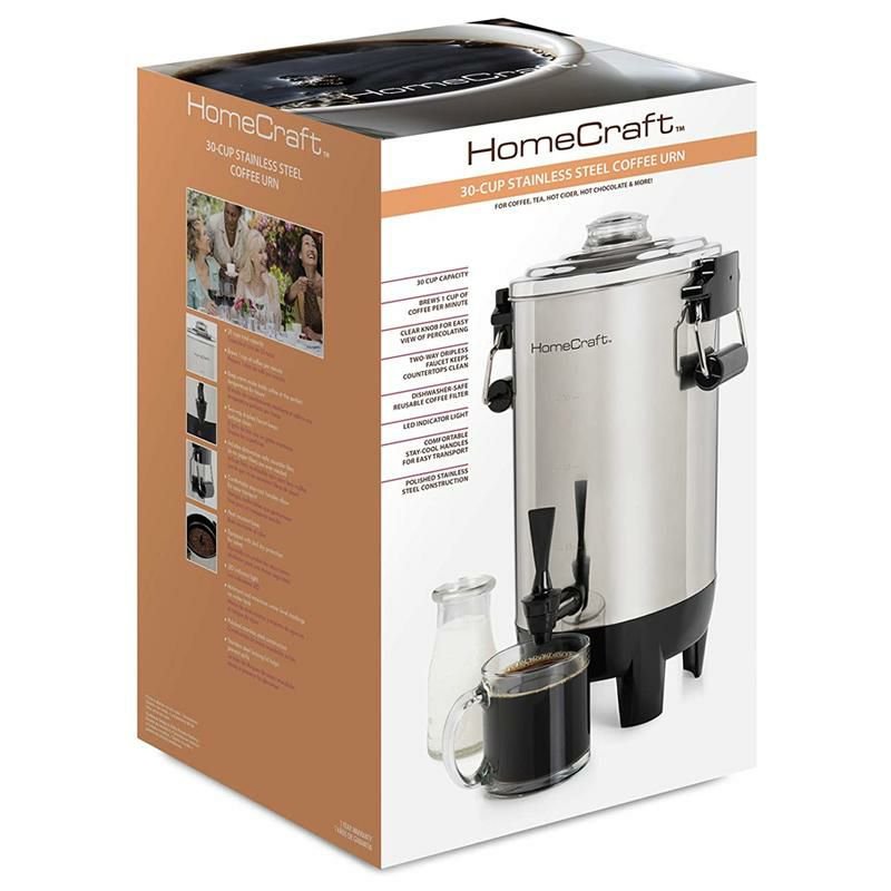 大きいコーヒーメーカーコーヒーサーバー30カップパーティホテルHomeCraftCU30SSQuick-Brewing1000-WattAutomaticCoffeeUrn,30-Cup,StainlessSteel家電