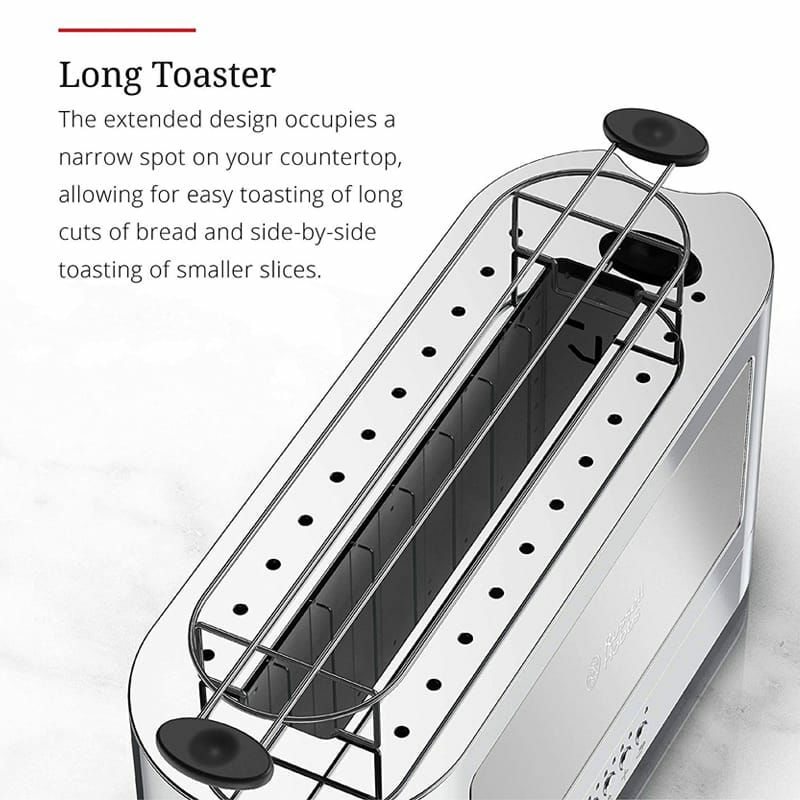 ラッセルホブスポップアップトースター2枚焼ステンレスRussellHobbs2-SliceGlassAccentLongToaster,Silver&StainlessSteel,TRL9300GYR