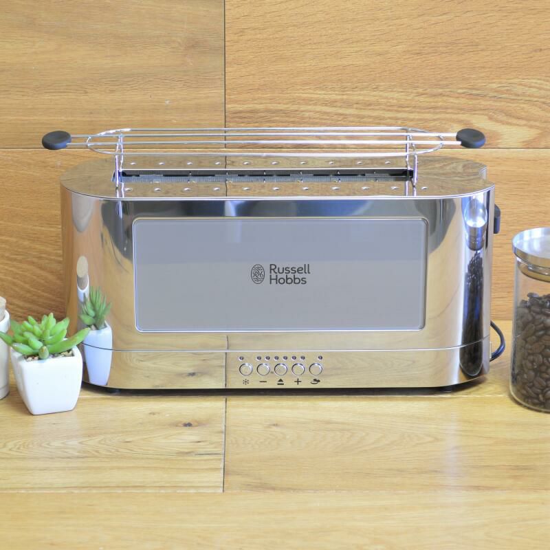 ラッセルホブスポップアップトースター2枚焼ステンレスRussellHobbs2-SliceGlassAccentLongToaster,Silver&StainlessSteel,TRL9300GYR家電