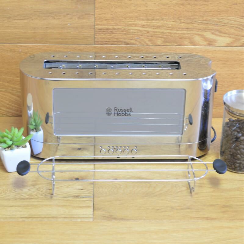 ラッセルホブスポップアップトースター2枚焼ステンレスRussellHobbs2-SliceGlassAccentLongToaster,Silver&StainlessSteel,TRL9300GYR家電