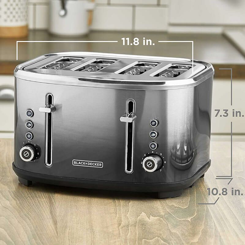 ポップアップトースター4枚焼ブラック・アンド・デッカーステンレスBLACK+DECKER4-SliceExtra-WideSlotToaster,StainlessSteel,Ombr?Finish,TR4310FBD家電