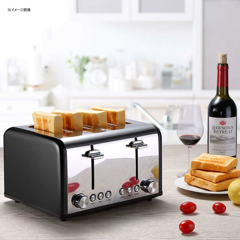 ポップアップトースター4枚焼ステンレスToaster4Slice,CUSIBOXStainlessSteelToasterwithBAGEL/DEFROST/CANCELFunction,ExtraWideSlotsFourSliceBreadBagelToaster,1650W,Black家電