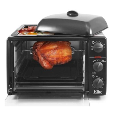 コンベクションオーブン ロティサリー グリル グリドル付 チキン丸焼き 鶏 Elite Cuisine ERO-2008SZ Convection Toaster Oven with Top Grill & Griddle Rotisserie, Bake, Grill, Broil, Roast, Toast, Keep Warm,