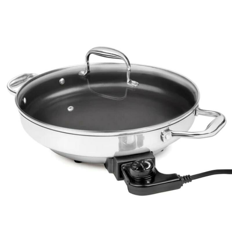 クッチーナプロホットプレートステンレス30cm／40cmガラスフタ付CucinaProStainlessSteelNon-StickElectricSkillet1653