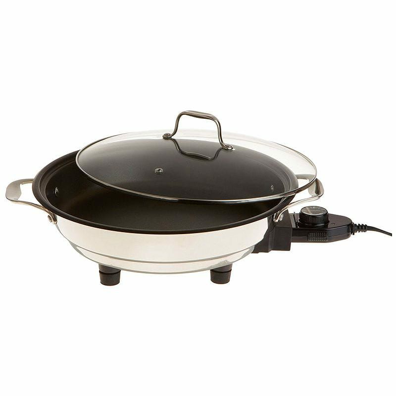 クッチーナプロホットプレートステンレス30cm／40cmガラスフタ付CucinaProStainlessSteelNon-StickElectricSkillet1653