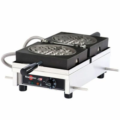 業務品質 ワッフルメーカー 180度開く 4枚焼 クランプーズ ラウンド 丸型 ベルギーワッフル Krampouz WECDCAAS Single Belgian Waffle Maker 家電