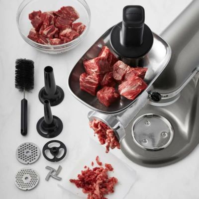 キッチンエイドメタルフードグラインダースタンドミキサー用アタッチメントKitchenAidKSMMGAMetalFoodGrinderAttachment,2.5lb,Silver