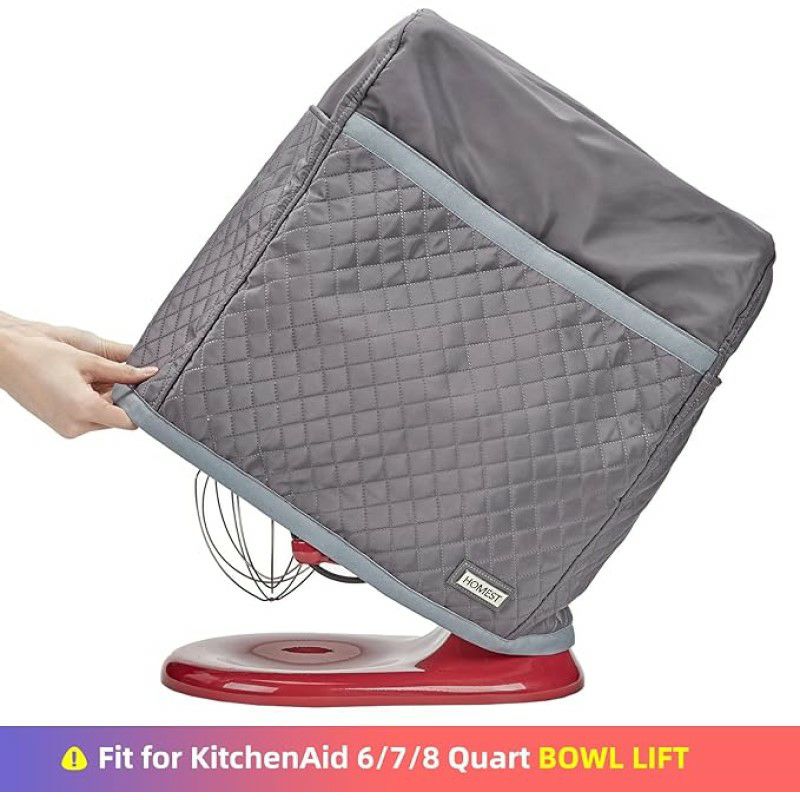 キッチンエイドスタンドミキサー用カバーポケット付ボウルリフト6-8クォート※本体は付属しませんHOMESTStandMixerQuiltedDustCoverwithPocketsCompatiblewithKitchenAidBowlLift6ｰ8QuartBowlLift