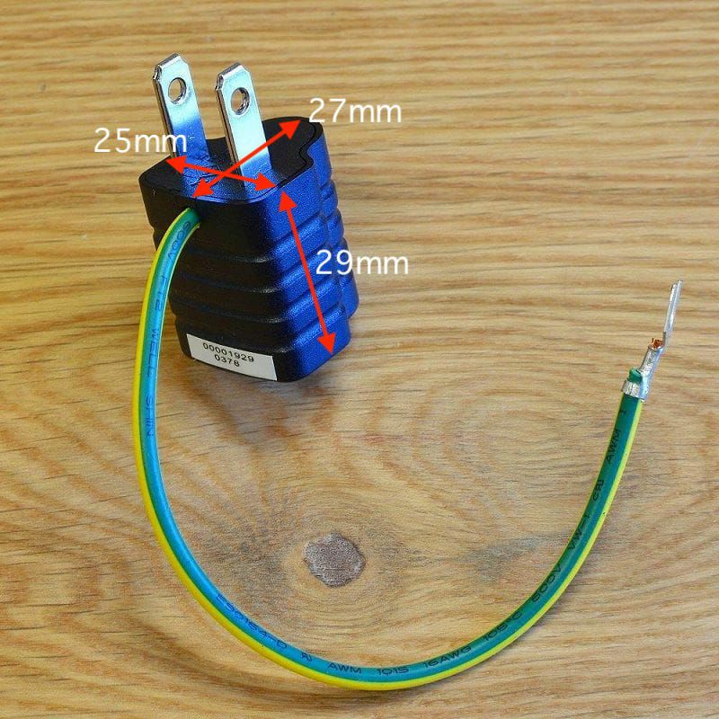 アメリカの家電専用 変換プラグ (3ピン→2ピン) 3口タイプの差込を2口