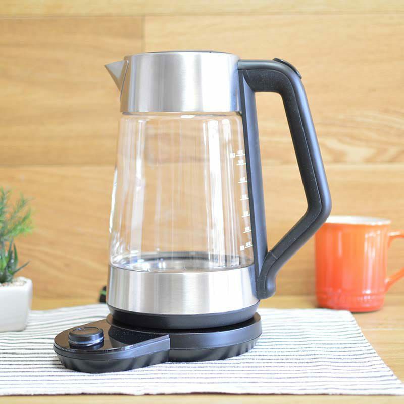 オクソコードレス電気ガラスケトル約1.75Lステンレス温度調整OXOOnCordlessGlassAdjustableTemperatureElectricKettle,StainlessSteel