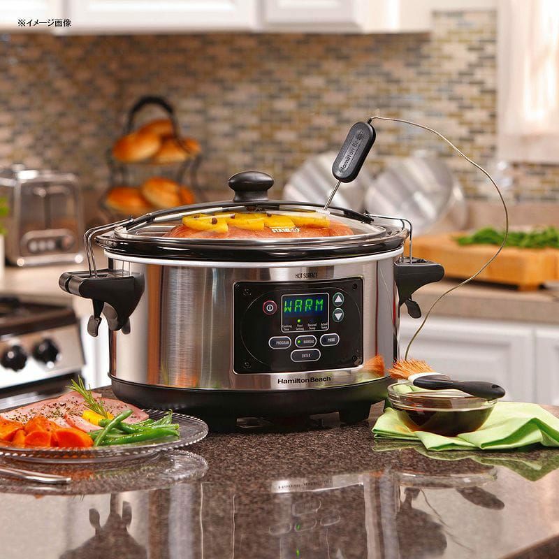 ハミルトンビーチスロークッカーグルメ鍋5.6LHamiltonBeachSet'nForgetProgrammableSlowCookerWithTemperatureProbe,6-Quart(33969A)