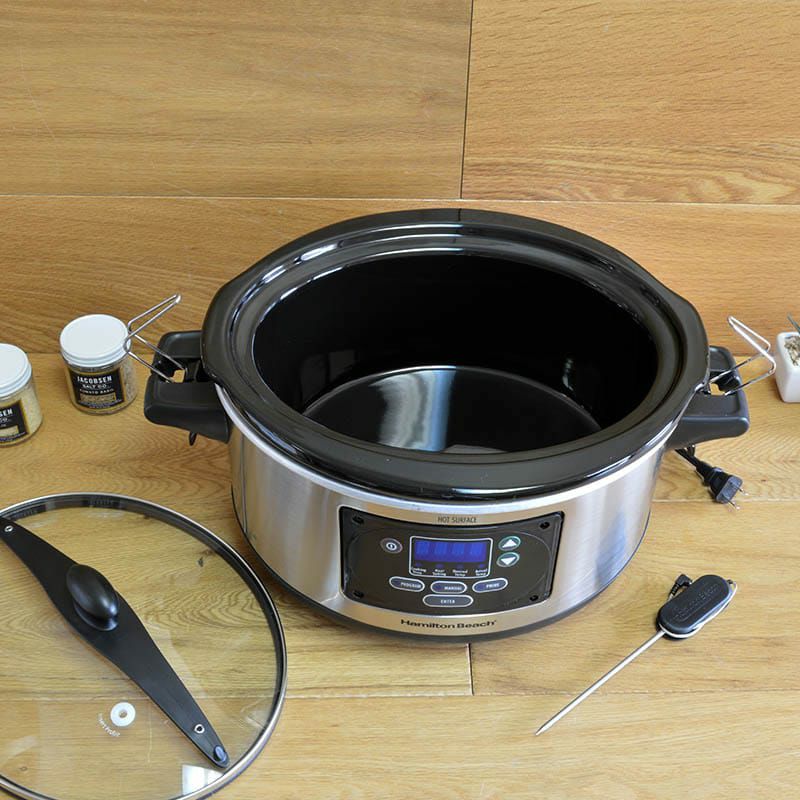 ハミルトンビーチスロークッカーグルメ鍋5.6LHamiltonBeachSet'nForgetProgrammableSlowCookerWithTemperatureProbe,6-Quart(33969A)