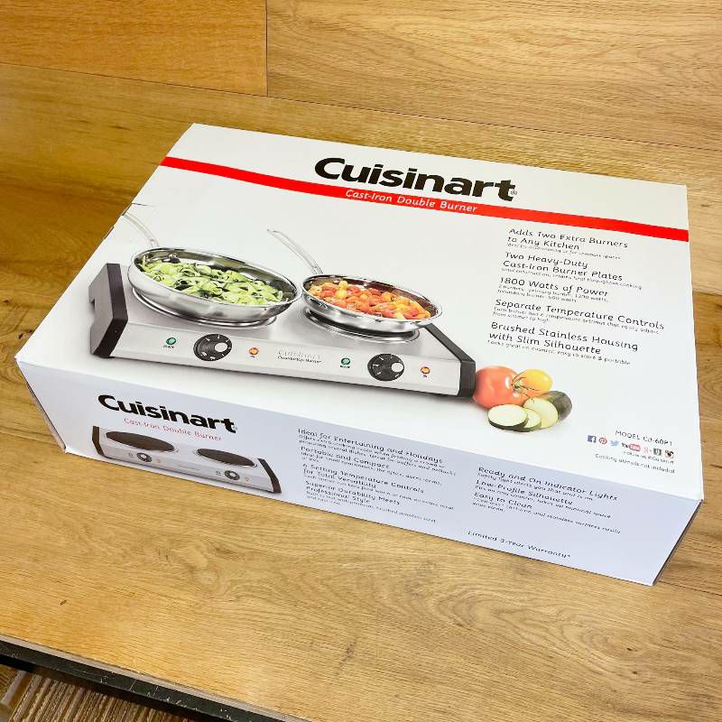 クイジナートポータブルダブルバーナー電熱器CuisinartCB-60Cast-IronDoubleBurner,StainlessSteel