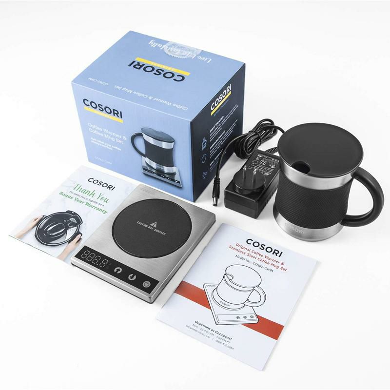 マグウォーマーマグセット500mlステンレス温度調節保温加熱コーヒー紅茶CosoriCoffeeMugWarmer&MugSetPremium24WattStainlessSteel,BestGiftIdea,Office/HomeUseElectricCupBeveragePlate,Water,Cocoa,Milk家電