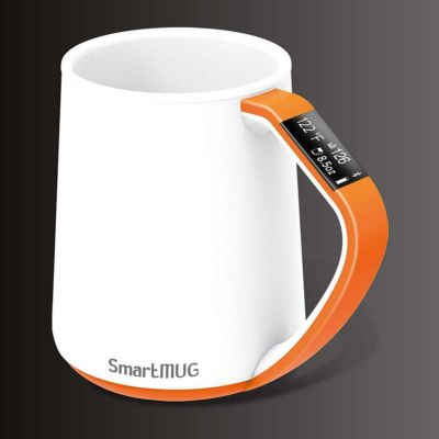 温度 液量 摂取量がわかる ディスプレイ付 スマートマグ 350m 専用アプリで記録可能 Bluetooth ボーンチャイナ 12 Oz Smart MUG shows and tracks Temperature and Volume on its OLED display and iCUP app