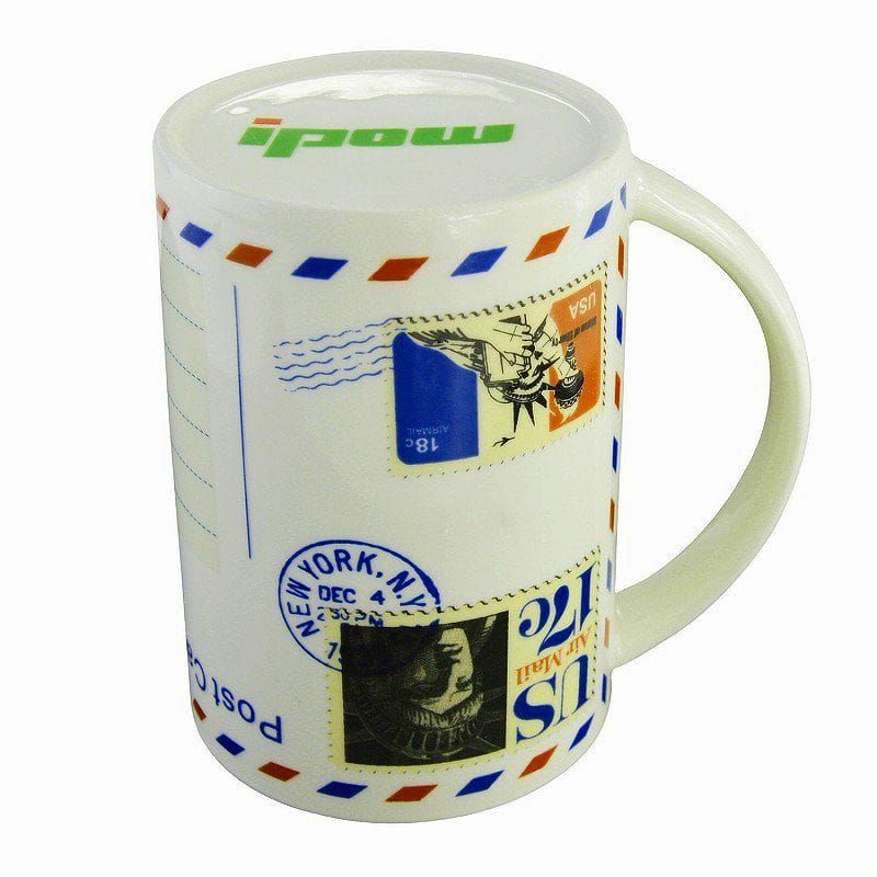 ペンスタンド付きマグカップ15oz.約440mlIPOWMagicPorcelainCeramicLargeOfficeSpeakWritingMessage/memoPostcardMilkTeaSoupCoffeeMugCup